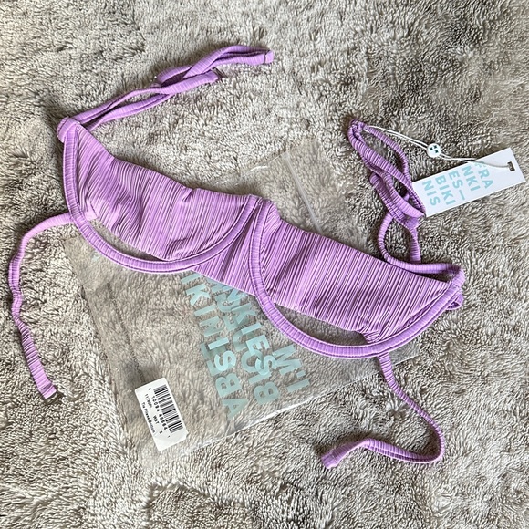 NWT Frankie’s Bikinis Campbell Plisse Underwire Bikini Top Sz M - Picture 6 of 7